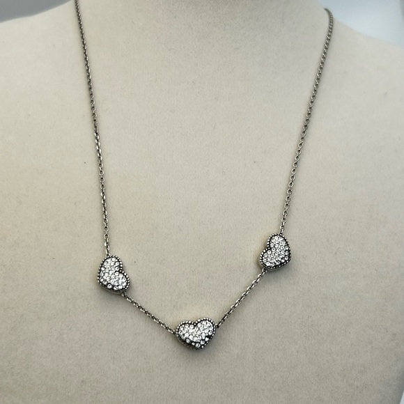 Brighton Jewelry - Brighton Celestia Heart Necklace 17" Silver Plated Clear Crystals Retired